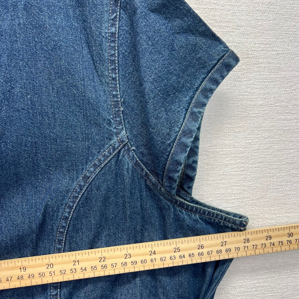 VTG 90s Carolina Blues Plus Denim Wrap Dress 28W Short Sleeve V Neck Tie Waist - Picture 5 of 8
